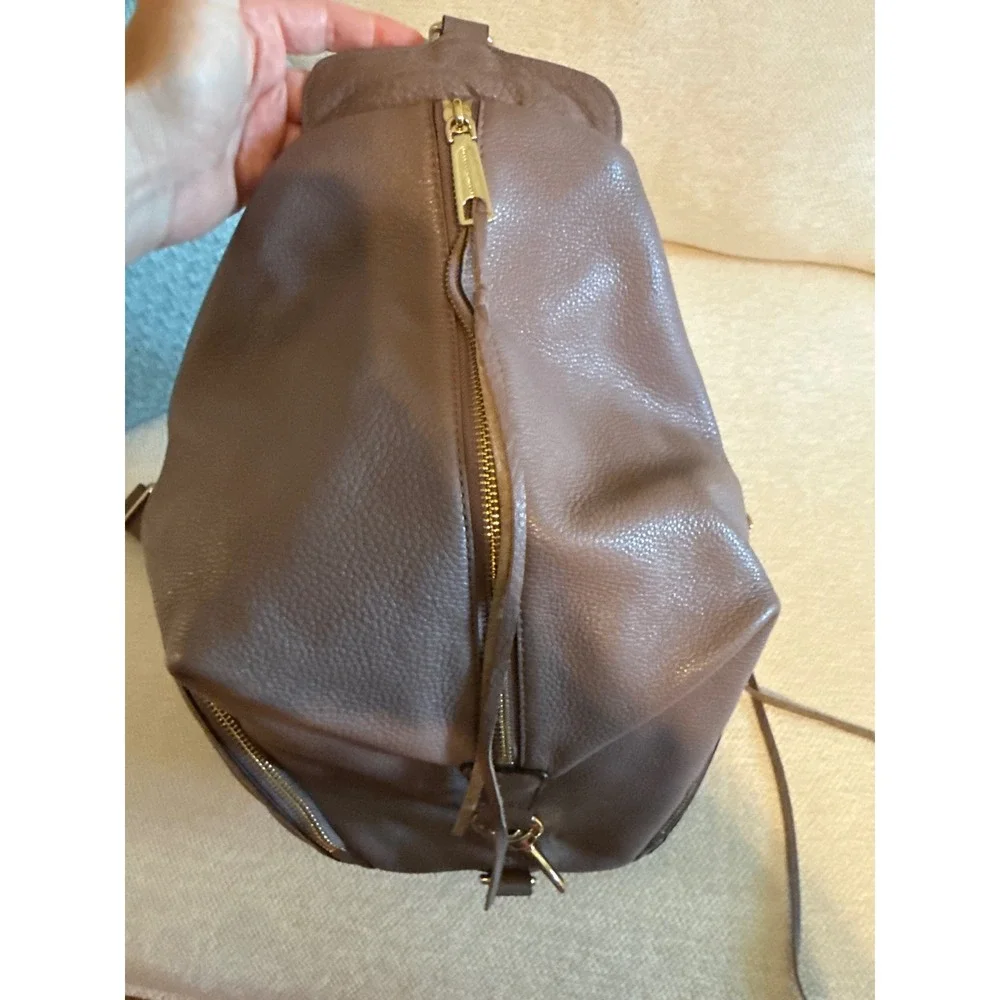 Rebecca Minkoff Julian Backpack Taupe Pebbled Leather Gold Hardware Dust Bag
